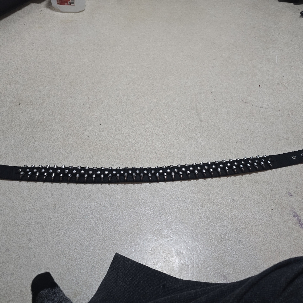 Punk Goth Bullet Belt- Canvas- Black- Sz Medium